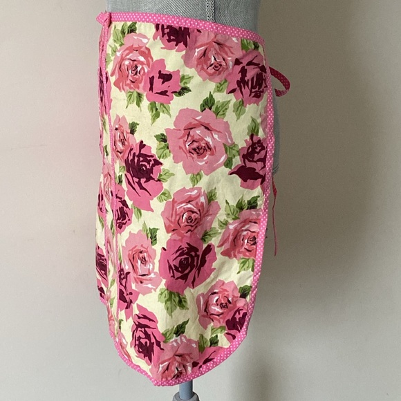 Apron Floral Print Cottagecore Pink Roses OS - Picture 6 of 12